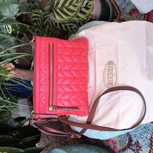 Fossil Coral Quilted Leather Purse